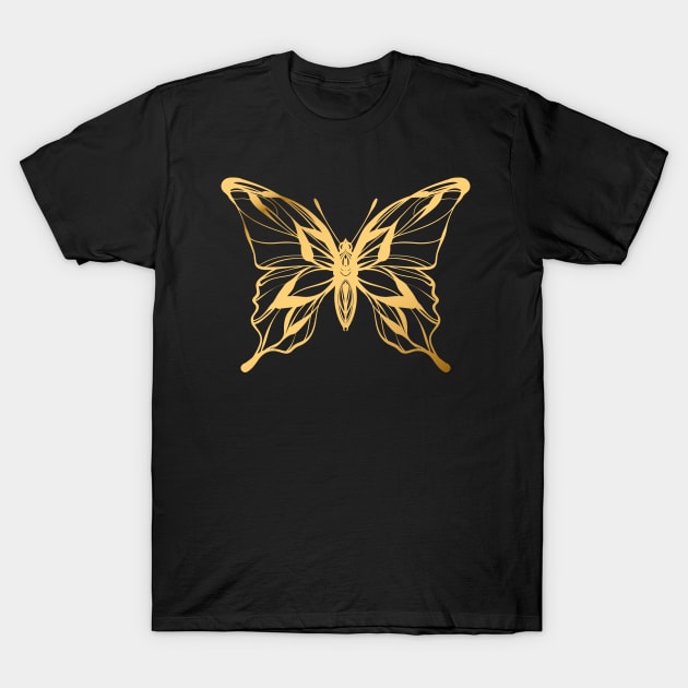 Gold Butterfly T-Shirt by OKUR Creative